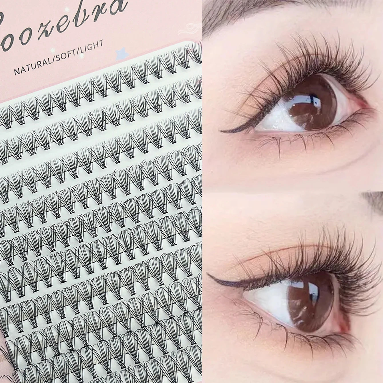 200 Faux Cils Individuels DIY Doux Effet Naturel 9-16mm Réutilisables Style Cat Eye Épaisseur 0.07mm